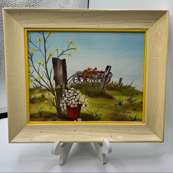 Spring Summer Season Art Painting Hillside Hobbiest piece Country Side framed - Picture 1 of 8